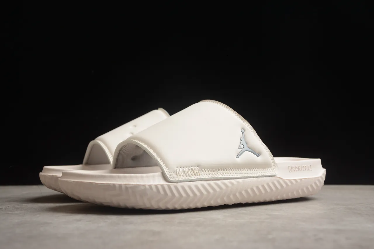 Air Jordan Beige Gray Molded Strap Perforated Upper Slippers 12