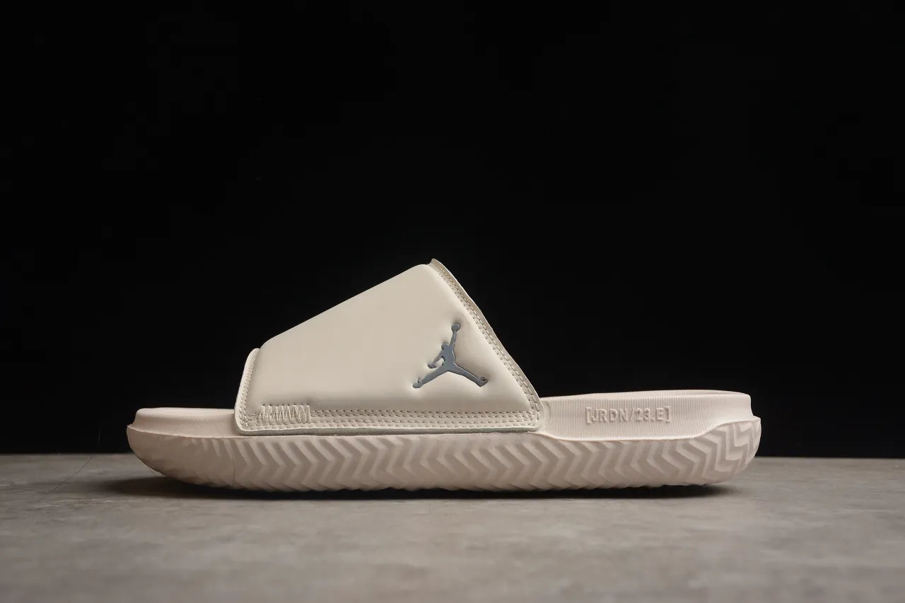 Air Jordan Beige Gray Molded Strap Perforated Upper Slippers 13