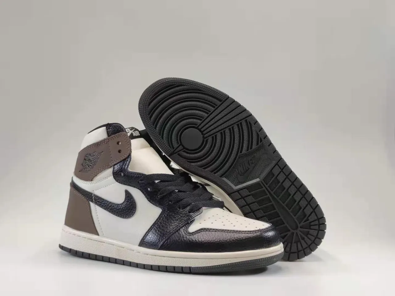 Air Jordan Black Brown High-Top Leather-and-Mesh Upper Basketball Shoes 3