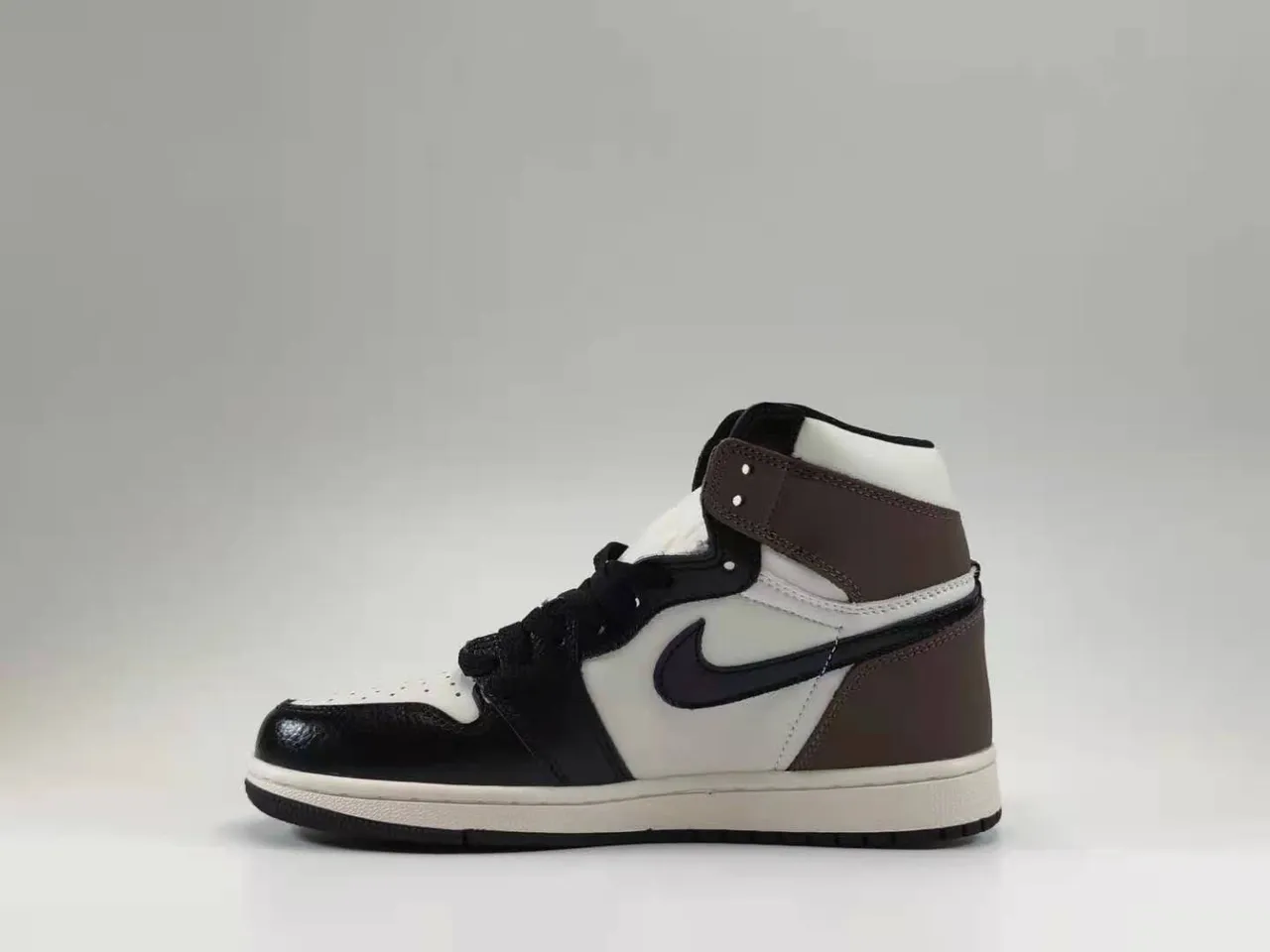 Air Jordan Black Brown High-Top Leather-and-Mesh Upper Basketball Shoes 6