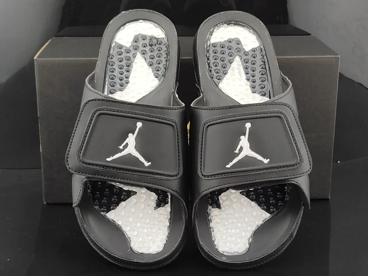 Air Jordan Black White Synthetic Upper Jumpman Logo Slippers 5