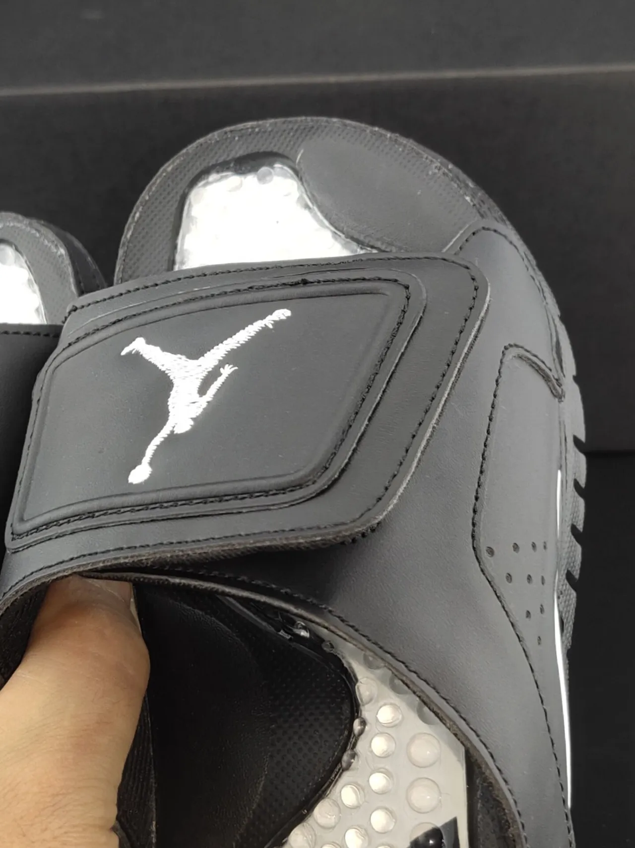 Air Jordan Black White Synthetic Upper Jumpman Logo Slippers 6