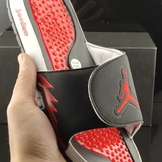Air Jordan Slide Black Gray Red Podded Outsole Slippers