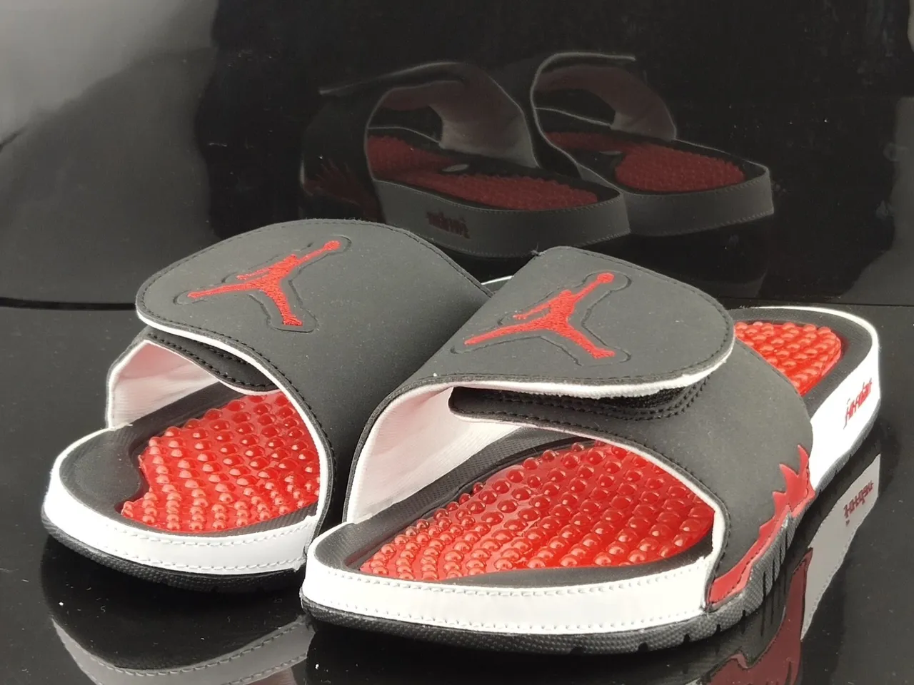 Air Jordan Slide Black Gray Red Podded Outsole Slippers 2