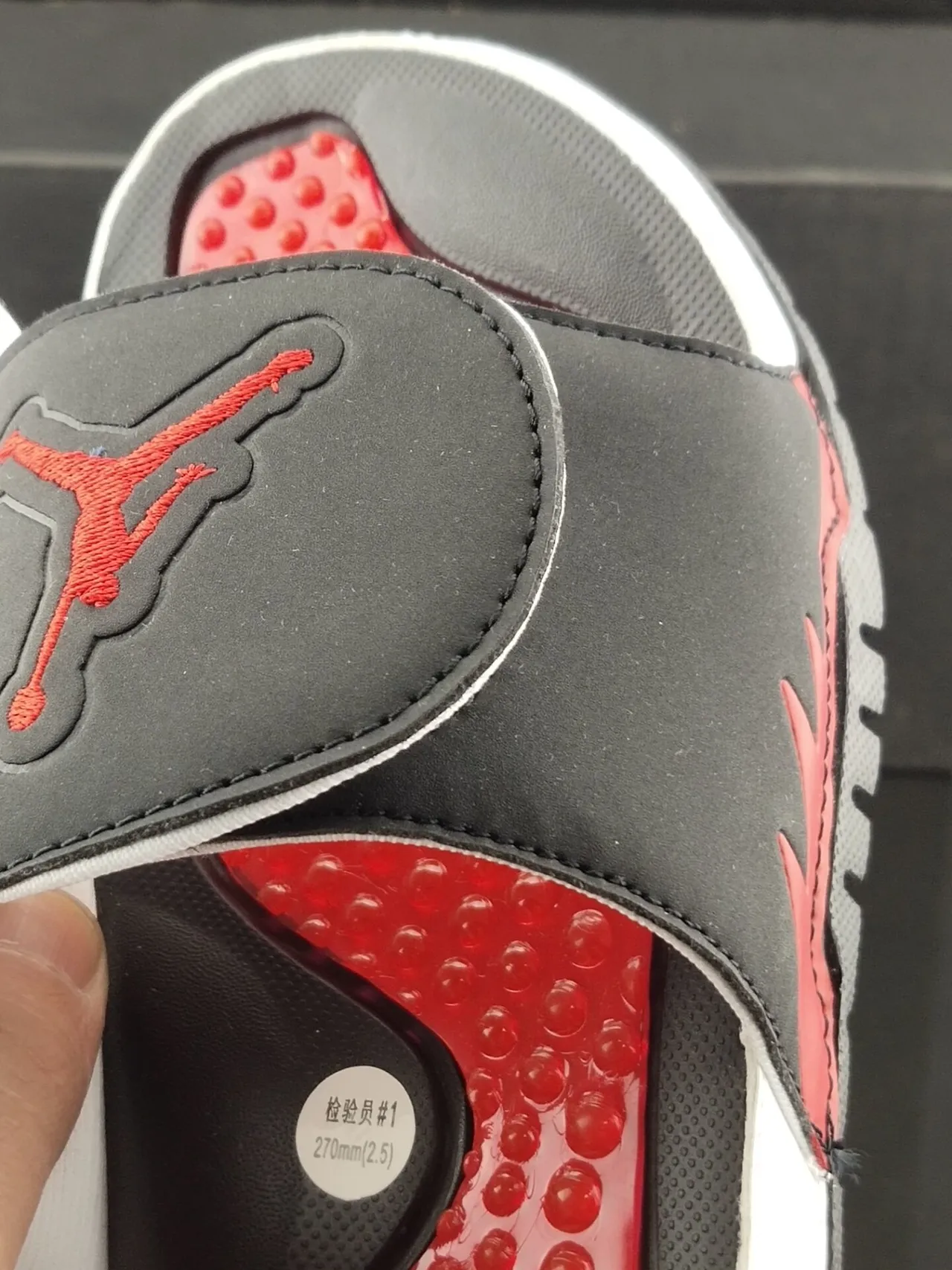 Air Jordan Slide Black Gray Red Podded Outsole Slippers 6