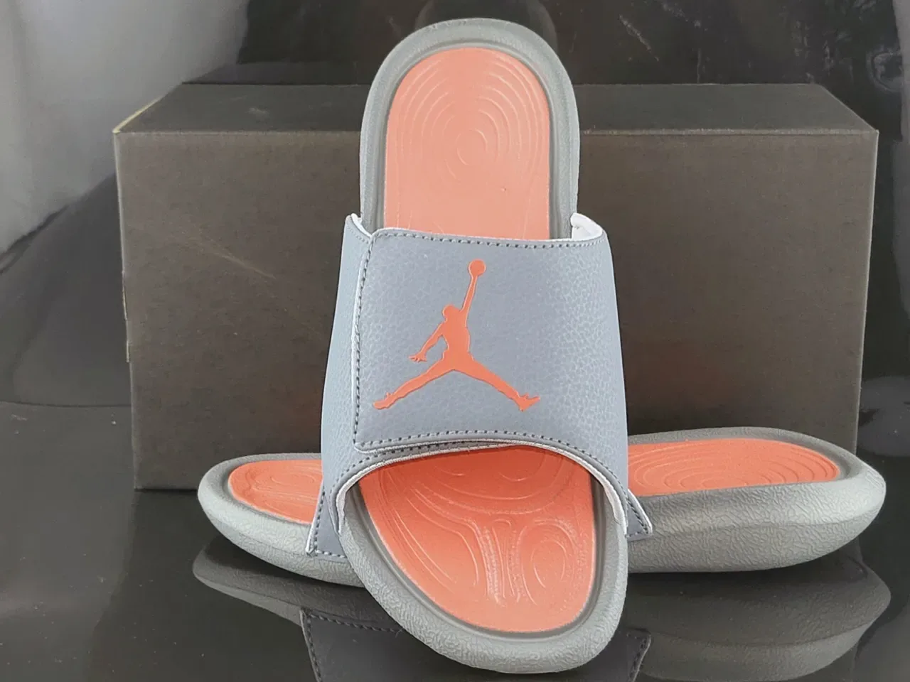 Air Jordan Slide Gray and Orange Slipper 3