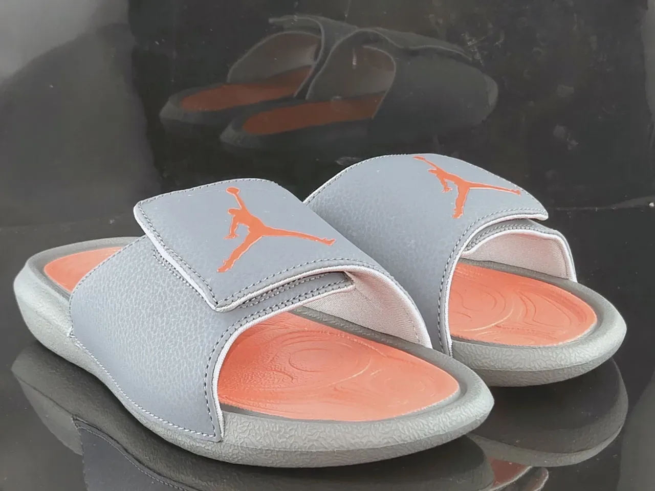 Air Jordan Slide Gray and Orange Slipper 4