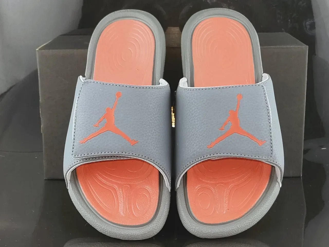 Air Jordan Slide Gray and Orange Slipper 5
