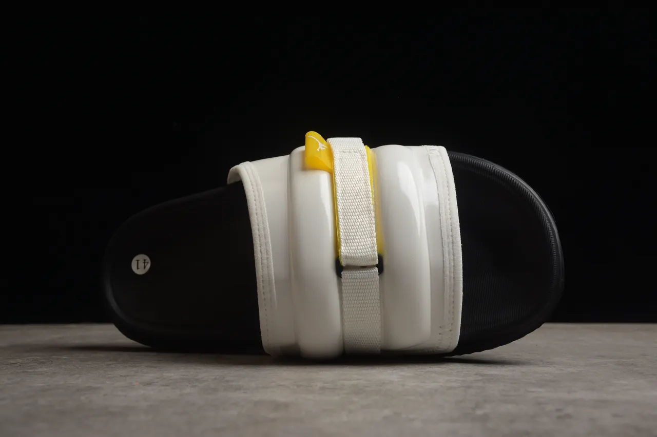 Air Jordan Slide White Black Yellow Slippers 10