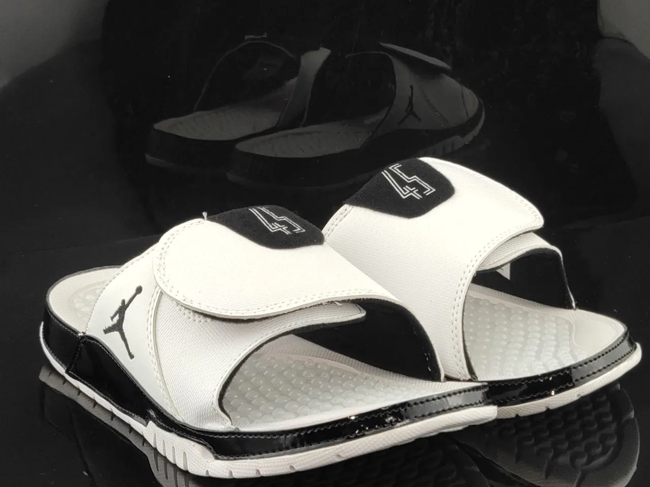 Air Jordan White Black Slide Sandal Textured Footbed Slippers 3