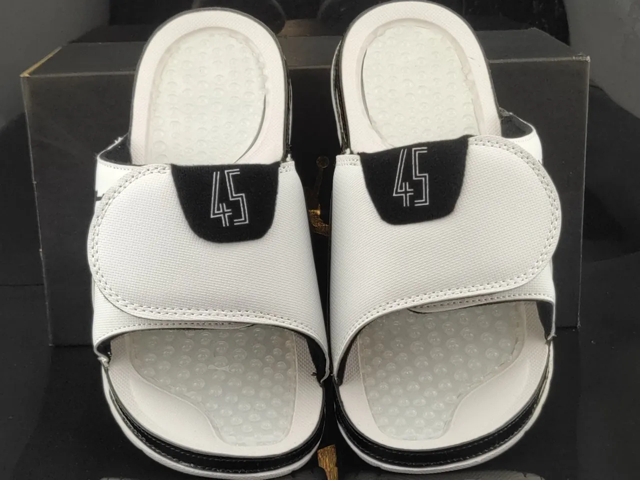Air Jordan White Black Slide Sandal Textured Footbed Slippers 5
