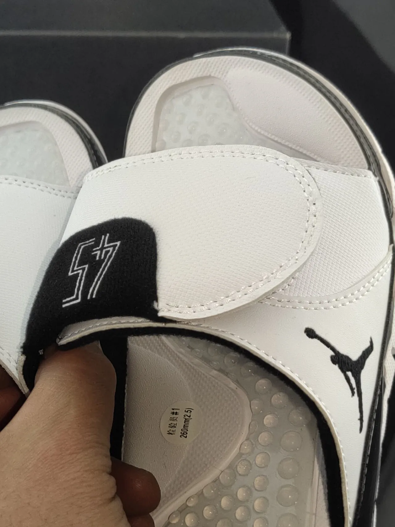 Air Jordan White Black Slide Sandal Textured Footbed Slippers 6