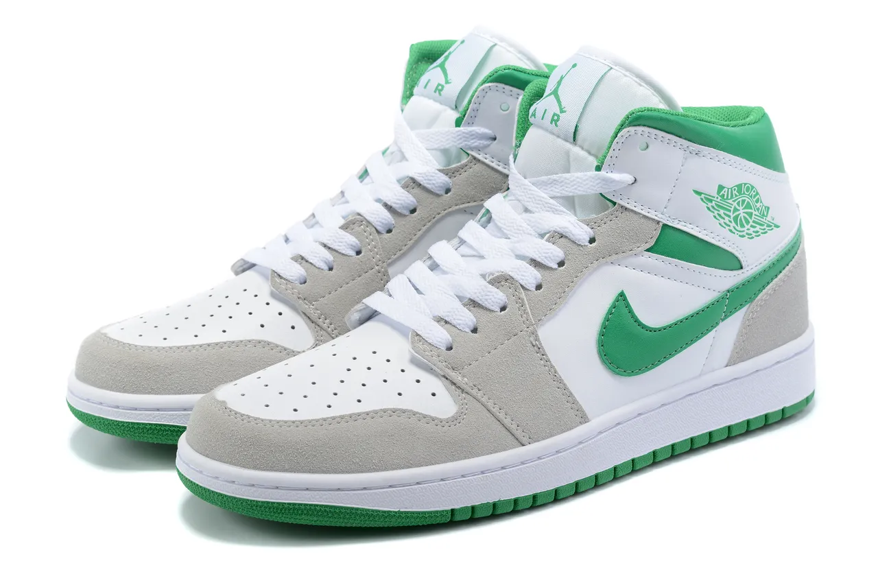 Tênis de basquete de cano alto Air Jordan em mescla de couro e camurça branco e verde 3