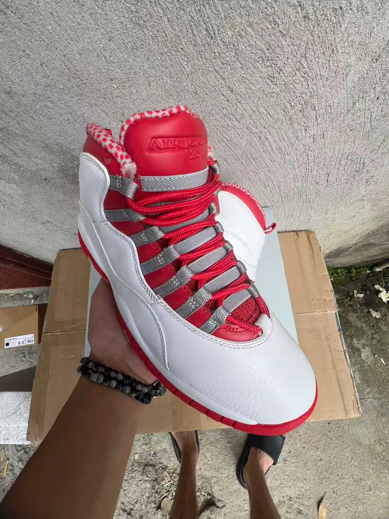 Air Jordan White Red High-Top Leather Upper Basketball Shoes 2