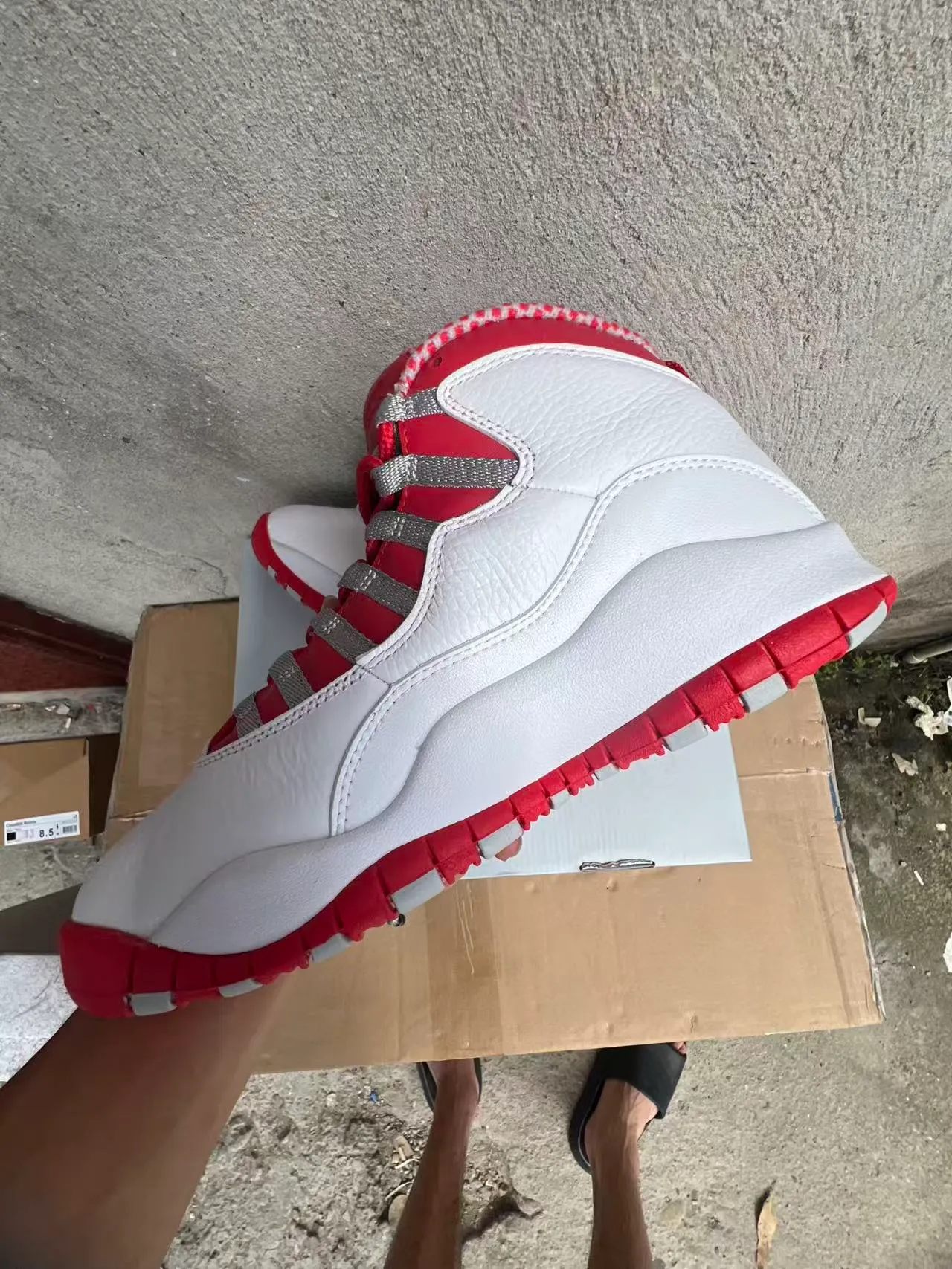 Air Jordan White Red High-Top Leather Upper Basketball Shoes 5