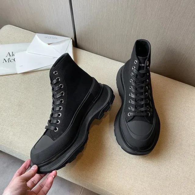 Alexander McQueen Black High-Top Platform Sole Martin Boots 2