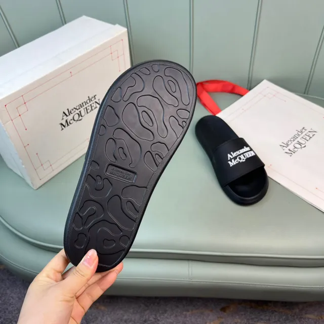 Alexander McQueen Logo Strap Black Slippers 2