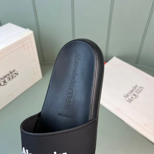 Alexander McQueen Logo Strap Black Slippers 3