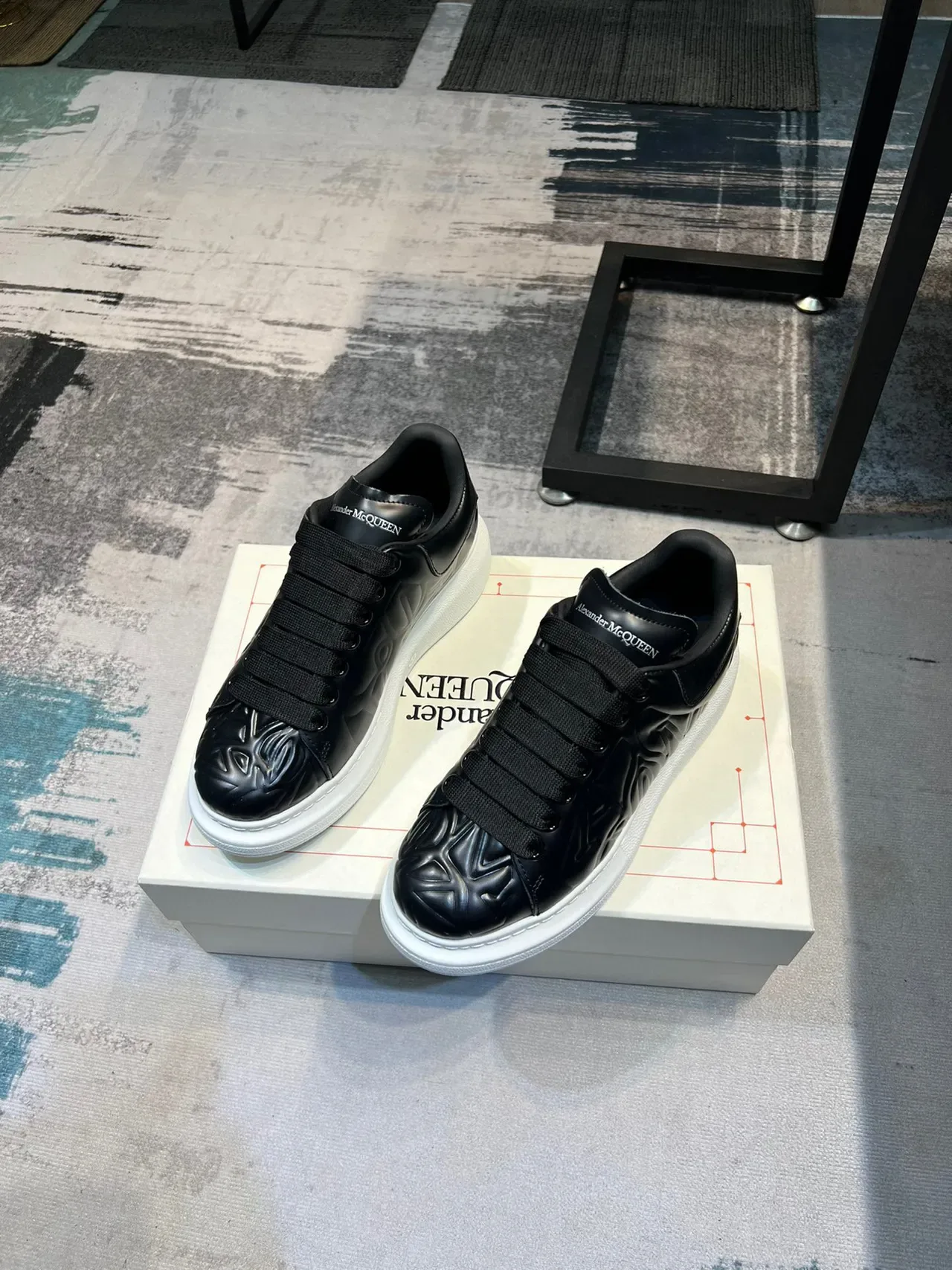 Alexander McQueen Oversized Sneaker Black and White Lifestyle Sneakers 4