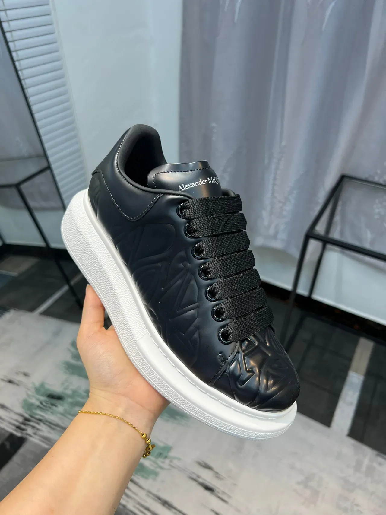 Alexander McQueen Oversized Sneaker Black and White Lifestyle Sneakers 6