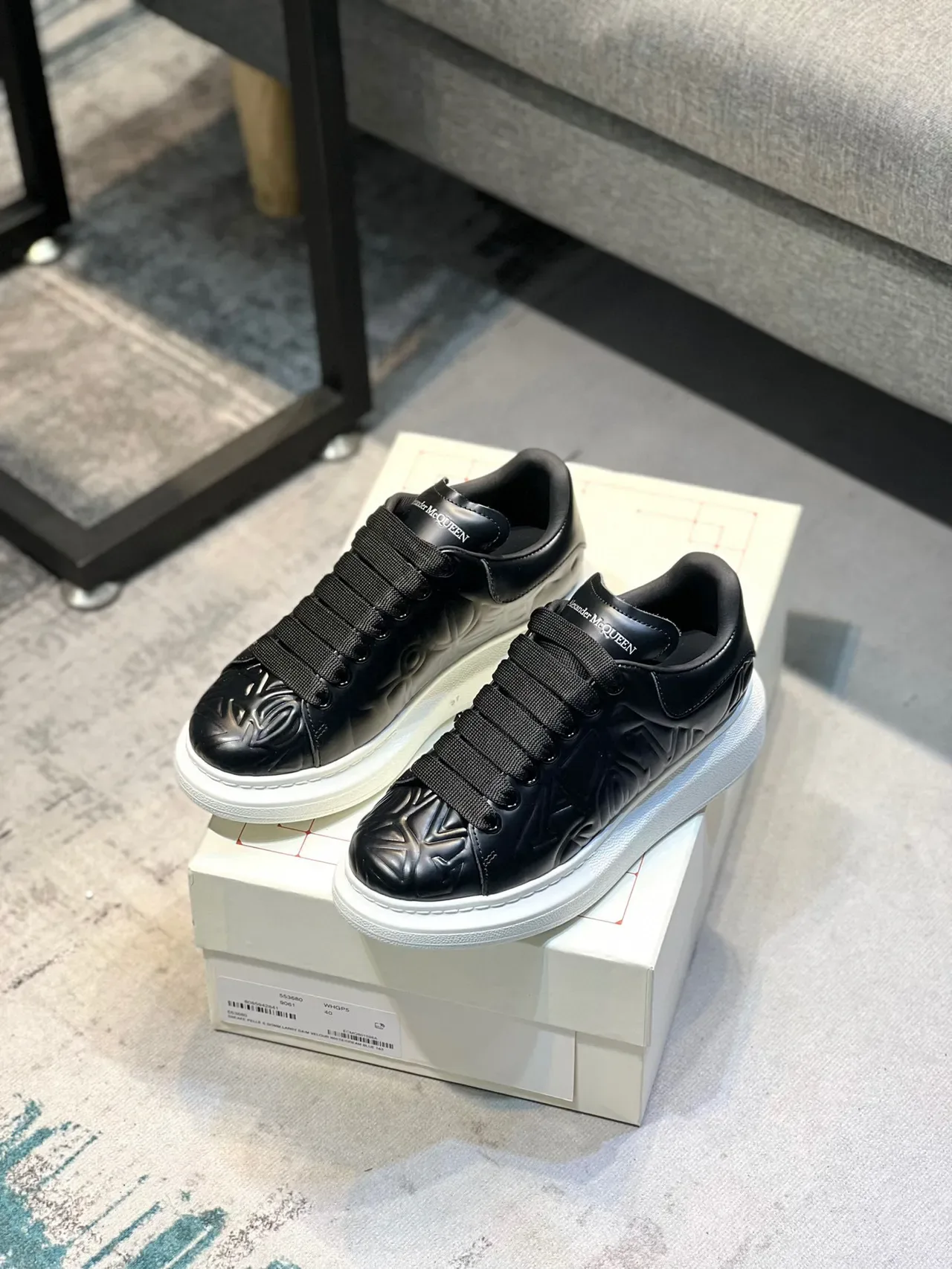 Alexander McQueen Oversized Sneaker Black and White Lifestyle Sneakers 7