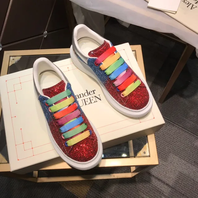 Alexander McQueen Oversized Sneaker Glitter Gradient Rainbow Lace Lifestyle Sneakers 6