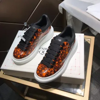 Alexander McQueen Oversized Sneaker Orange Cracked Leather Lifestyle Sneakers
