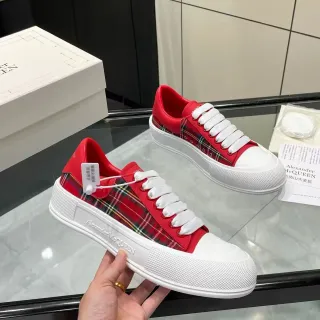 Alexander McQueen Oversized Sneaker Red Plaid White Platform Lifestyle Sneakers