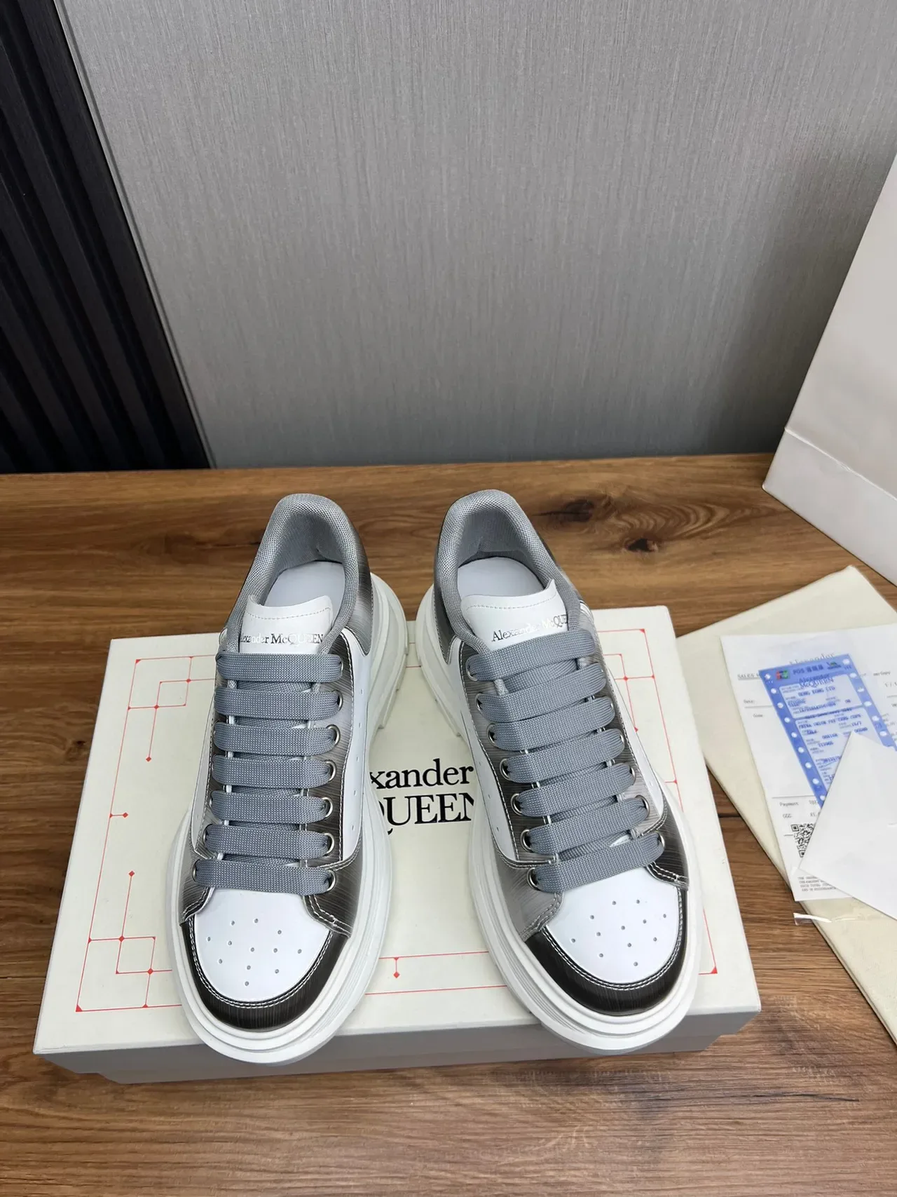 Alexander McQueen Oversized Sneaker White and Gray Chunky Sneakers 2