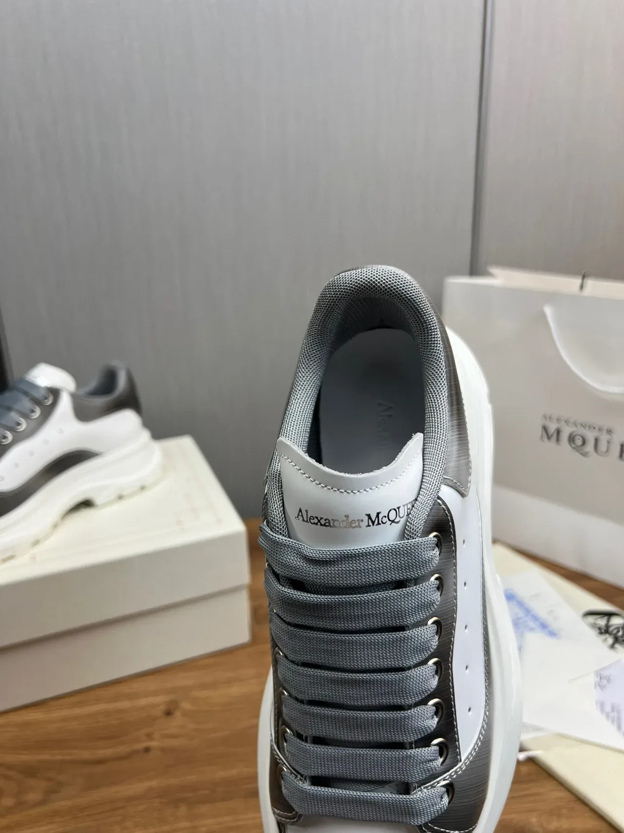 Alexander McQueen Oversized Sneaker White and Gray Chunky Sneakers 8