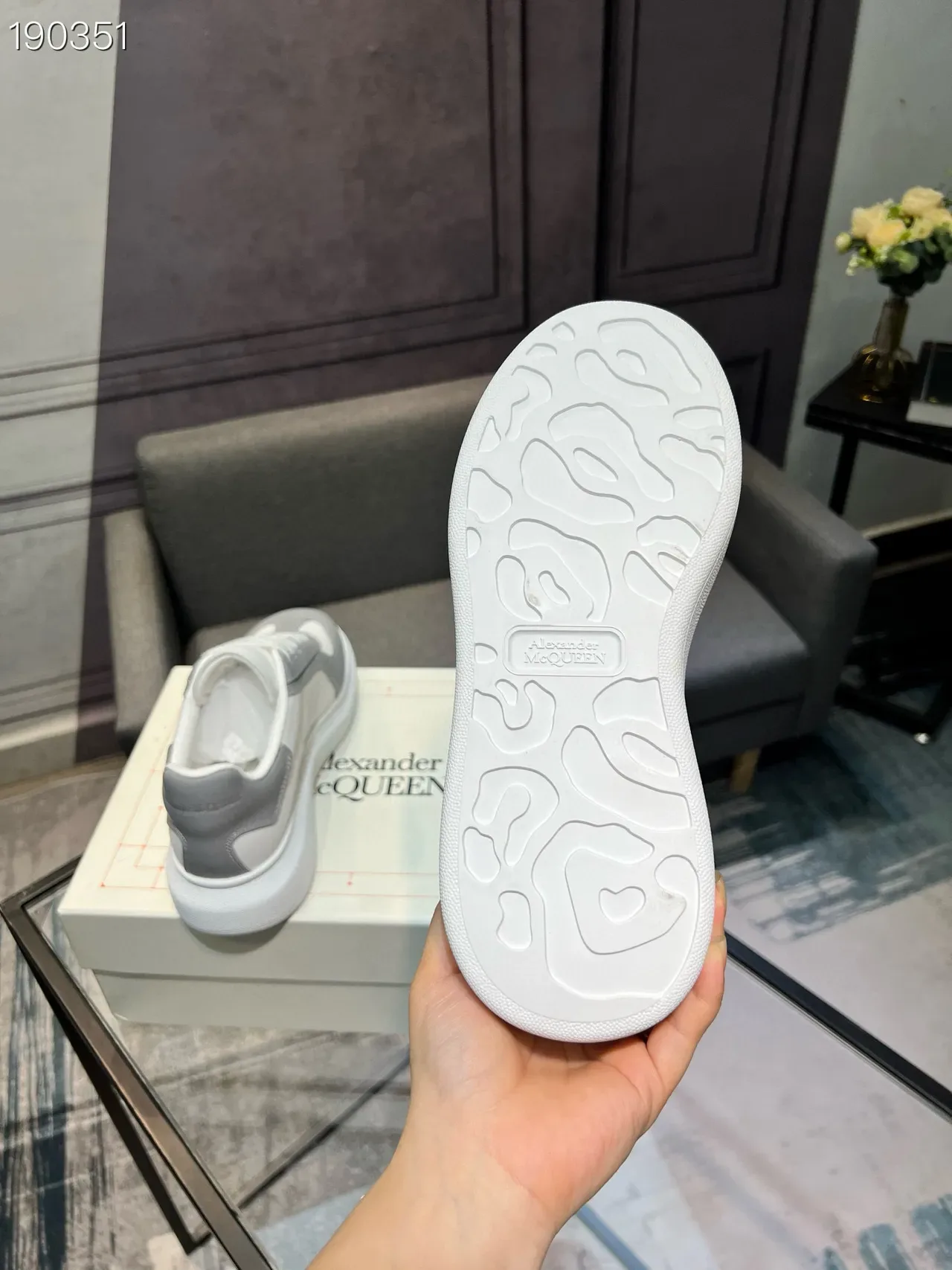 Alexander McQueen Oversized Sneaker White and Gray Lifestyle Sneakers 3