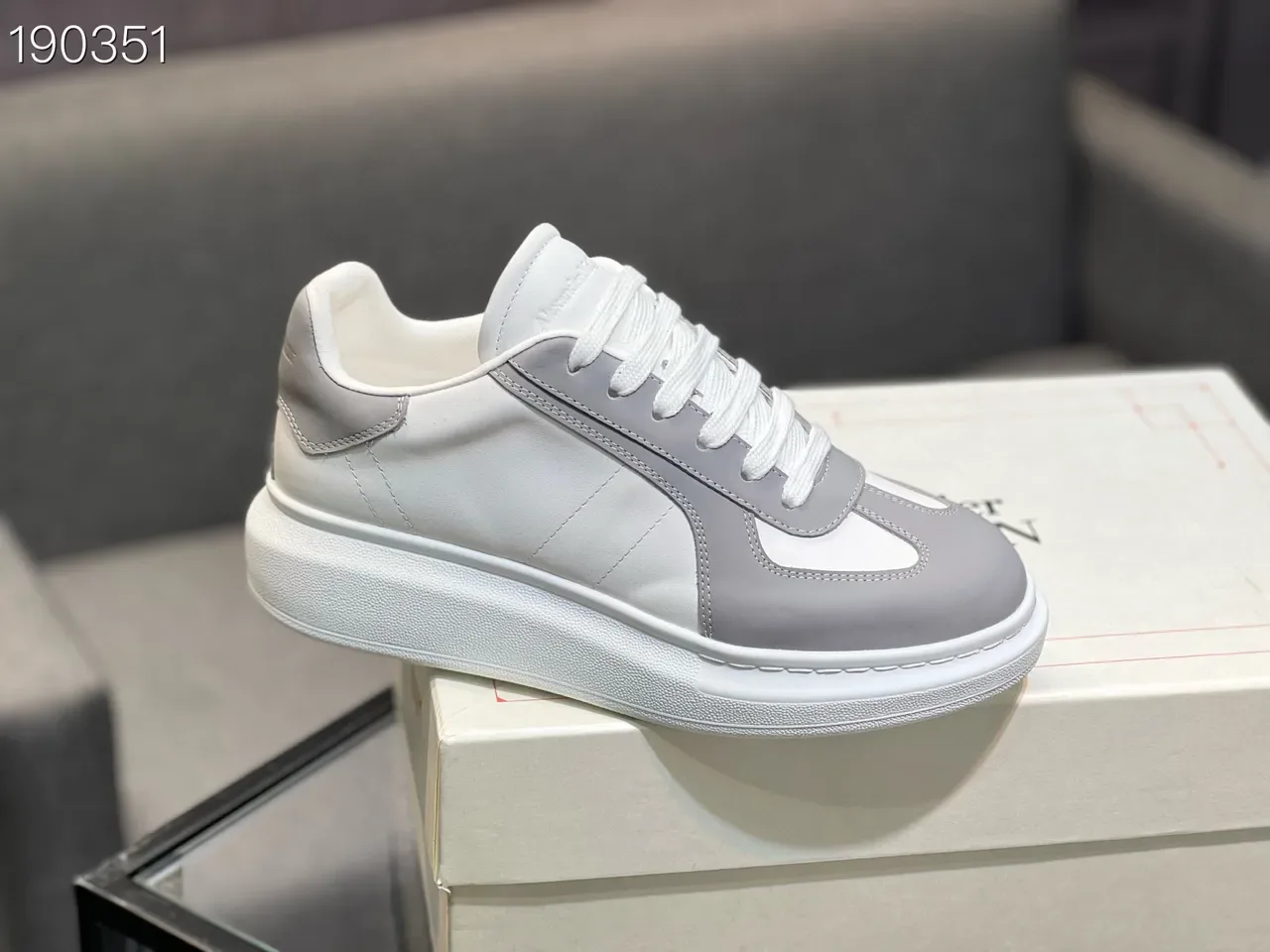 Alexander McQueen Oversized Sneaker White and Gray Lifestyle Sneakers 4