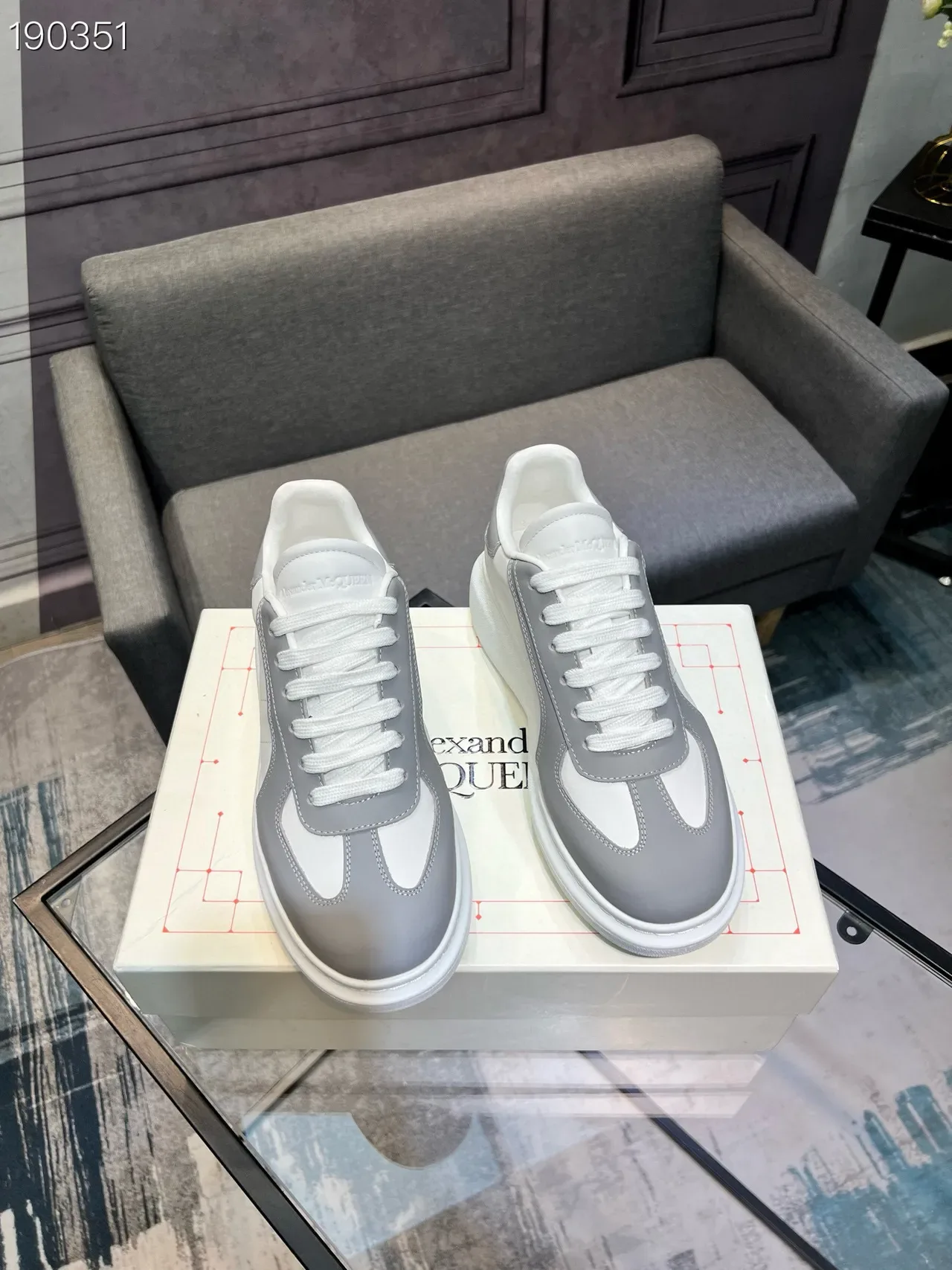 Alexander McQueen Oversized Sneaker White and Gray Lifestyle Sneakers 7