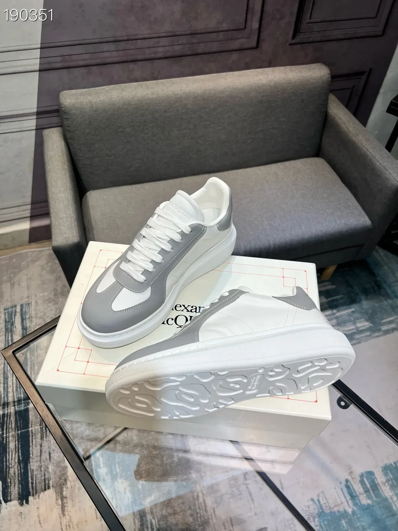 Alexander McQueen Oversized Sneaker White and Gray Lifestyle Sneakers 8