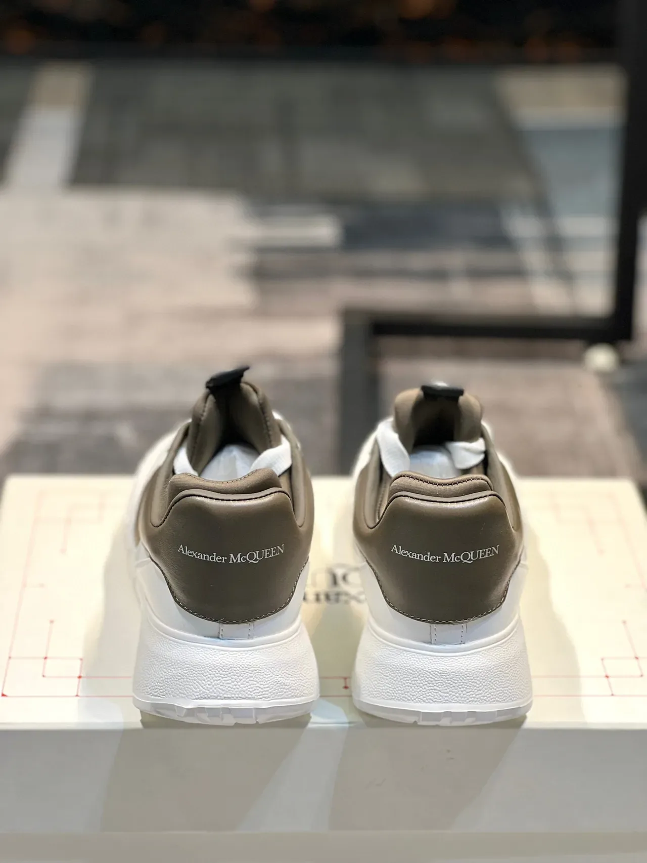 Alexander McQueen Oversized Sneaker White and Olive Lifestyle Sneakers 2