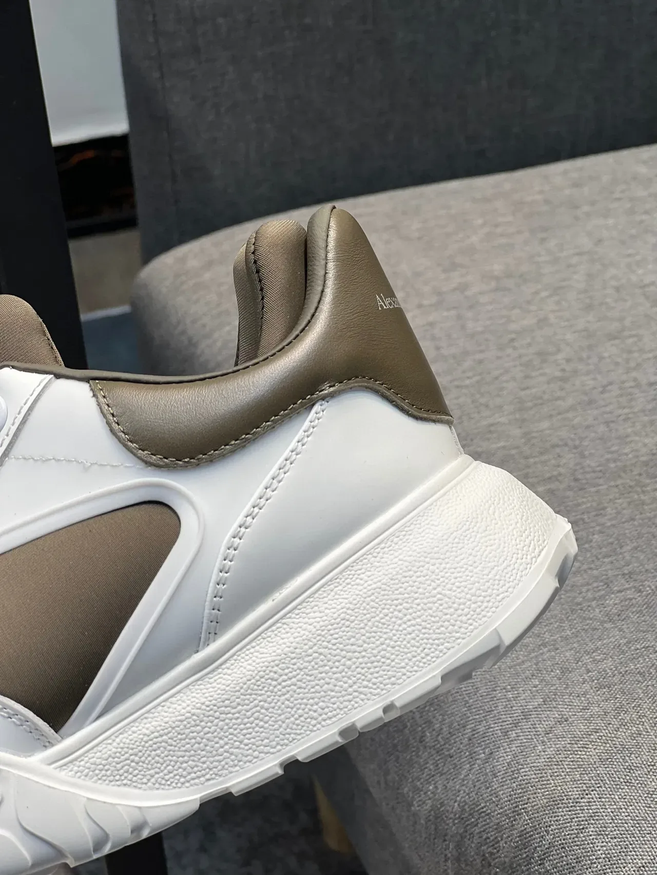 Alexander McQueen Oversized Sneaker White and Olive Lifestyle Sneakers 7
