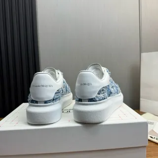 Alexander McQueen Oversized Sneaker White Blue Platform Sole Laceless Slip-On Lifestyle Sneakers