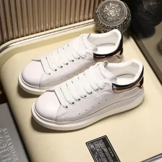 Alexander McQueen Oversized Sneaker White Gold Leather Platform Sole Lifestyle Sneakers