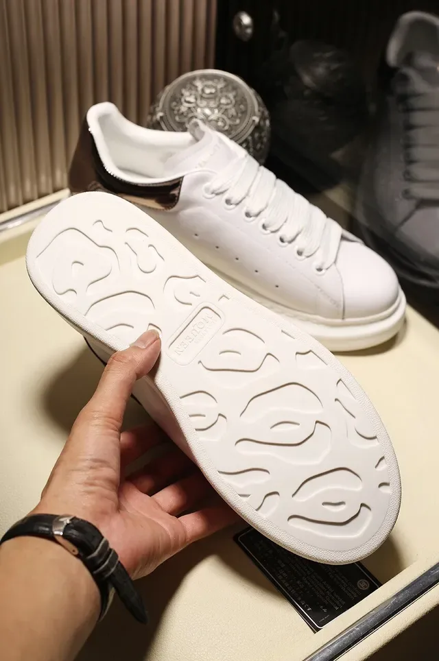 Alexander McQueen Oversized Sneaker White Gold Leather Platform Sole Lifestyle Sneakers 5