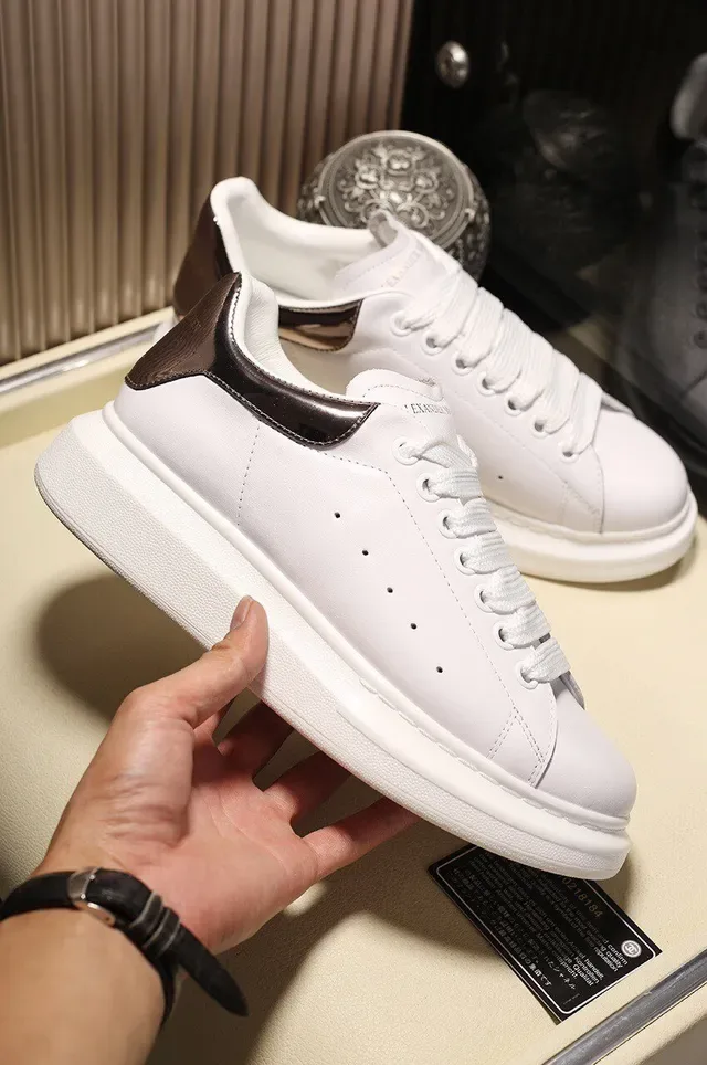 Alexander McQueen Oversized Sneaker White Gold Leather Platform Sole Lifestyle Sneakers 6