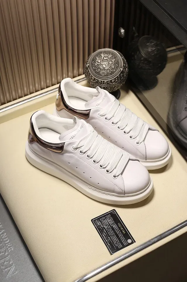 Alexander McQueen Oversized Sneaker White Gold Leather Platform Sole Lifestyle Sneakers 8