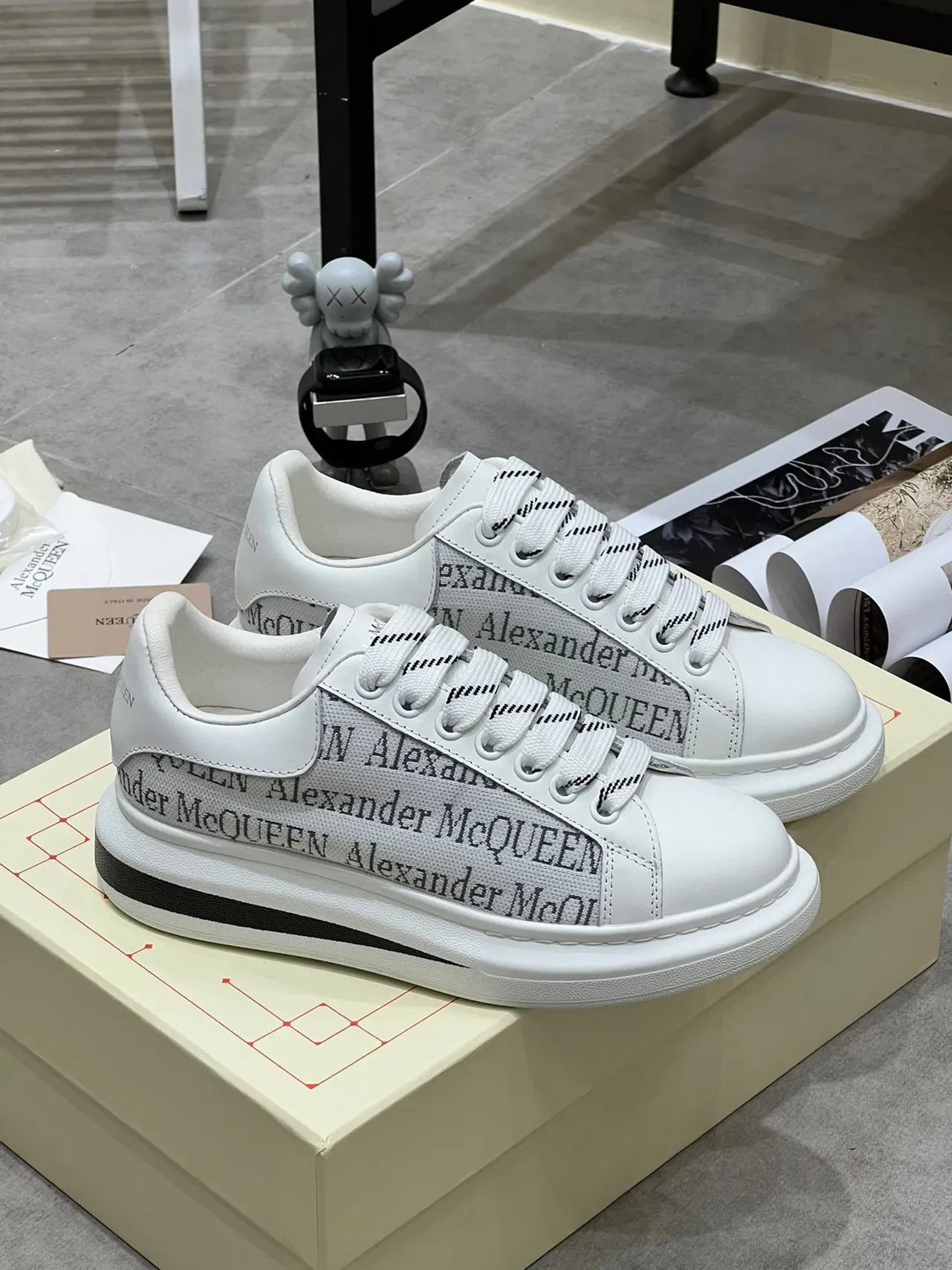 Alexander McQueen Oversized Sneaker White Logo-Print Lifestyle Sneakers 8