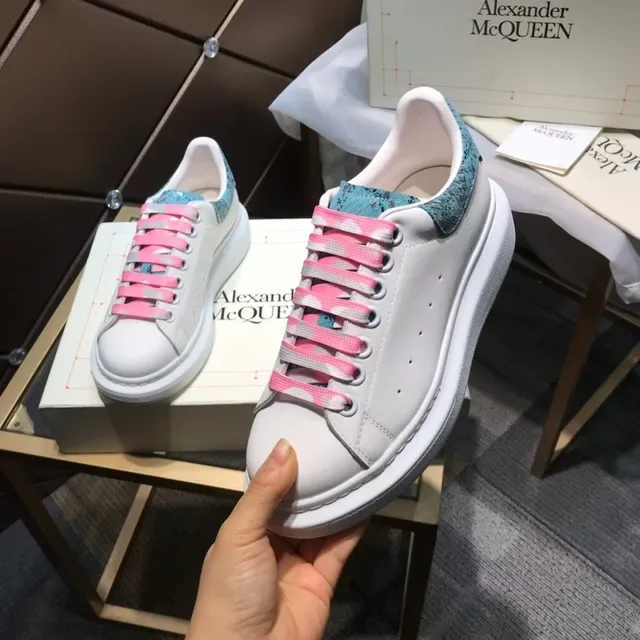 Alexander McQueen Oversized Sneaker White Pink Turquoise Snakeskin Lifestyle Sneakers 3