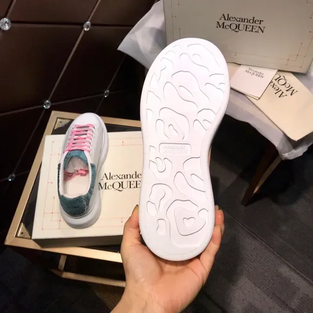 Alexander McQueen Oversized Sneaker White Pink Turquoise Snakeskin Lifestyle Sneakers 4