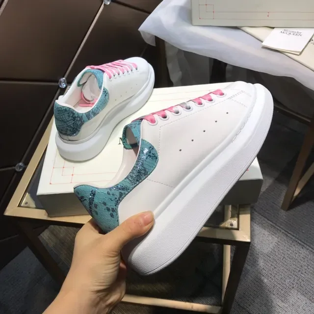 Alexander McQueen Oversized Sneaker White Pink Turquoise Snakeskin Lifestyle Sneakers 5