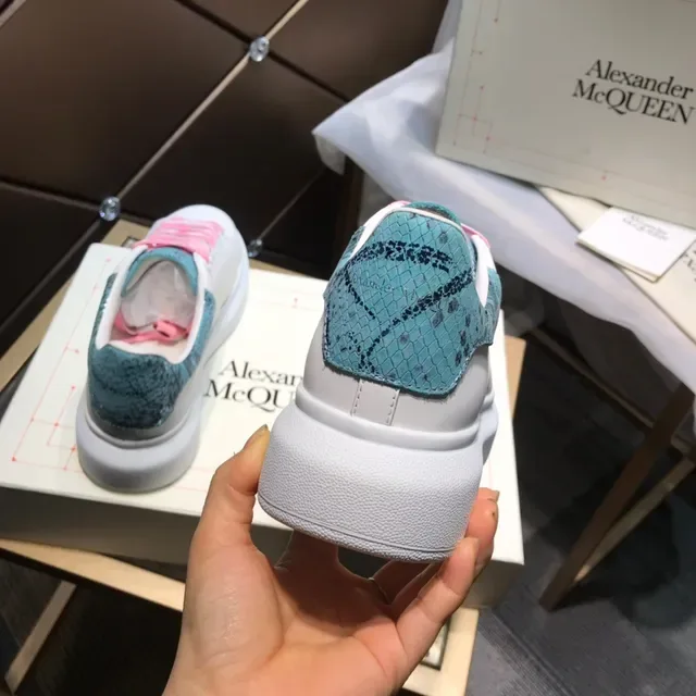 Alexander McQueen Oversized Sneaker White Pink Turquoise Snakeskin Lifestyle Sneakers 6