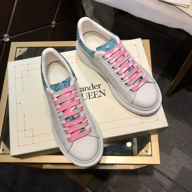 Alexander McQueen Oversized Sneaker White Pink Turquoise Snakeskin Lifestyle Sneakers 7