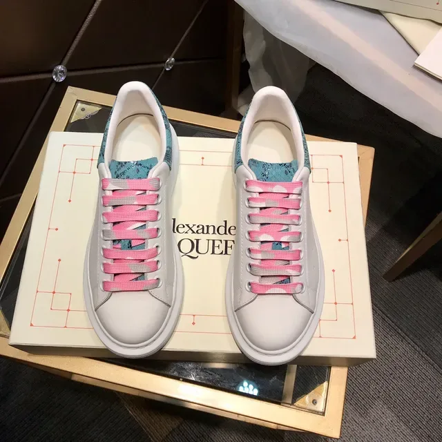 Alexander McQueen Oversized Sneaker White Pink Turquoise Snakeskin Lifestyle Sneakers 8