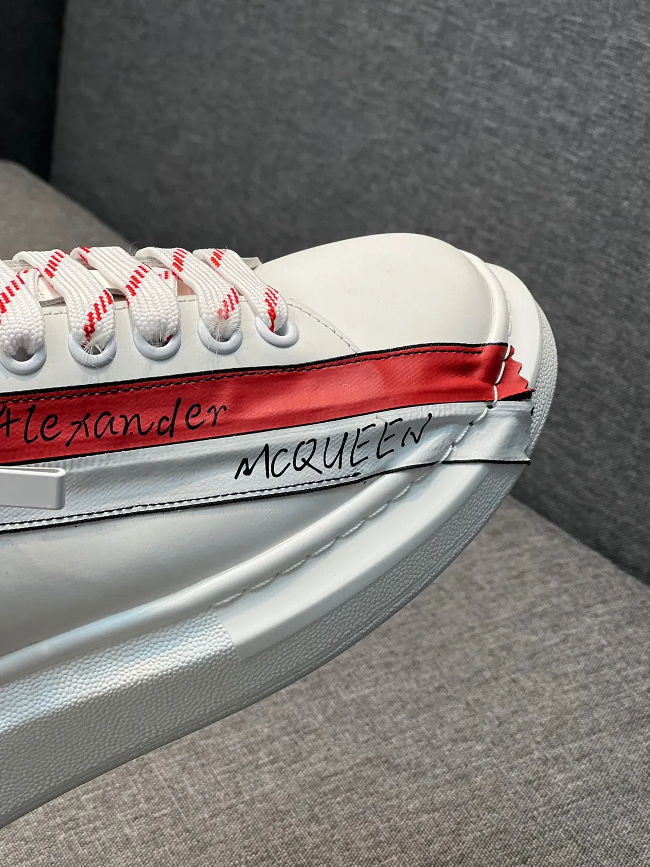 Alexander McQueen Oversized Sneaker White Red Stripe Lifestyle Sneakers 2