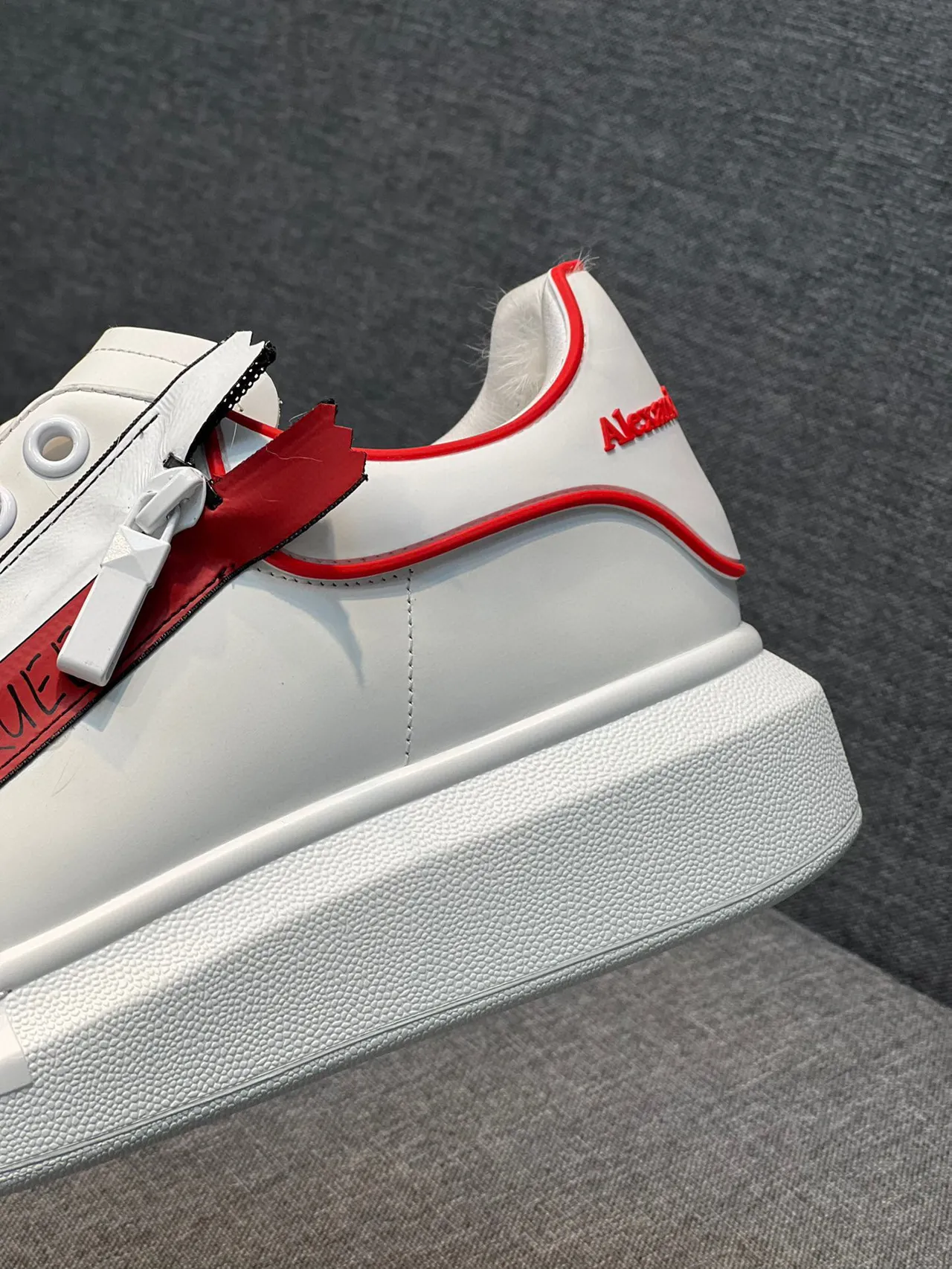 Alexander McQueen Oversized Sneaker White Red Stripe Lifestyle Sneakers 8
